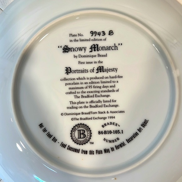 BRADFORD EXCHANGE. Snowy Monarch. PORTRAITS of MAJESTY. By Dominique Braud. - Picture 3 of 8